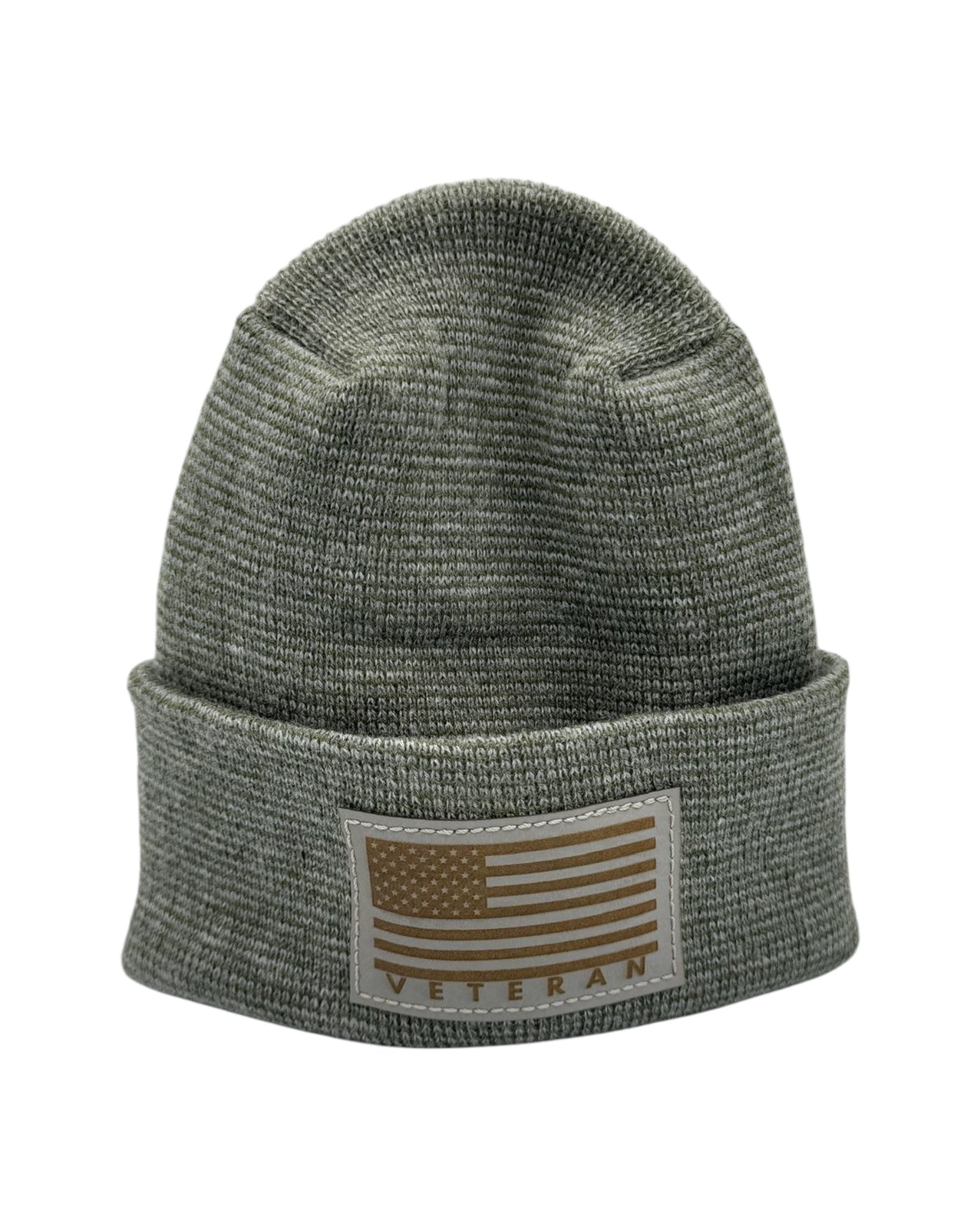 Designed & Made in USA | Veteran Beanie with USA Flag - Patriotic Theta Stitch Fusion Cuffed Knit Hat for Men & Women | Limited Edition