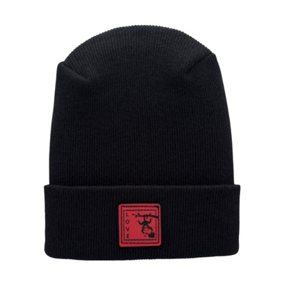 Haakwear Exclusive Love-Inspired Theta-Stitch Beanie – Limited Edition  Black Hat with Love Monkey