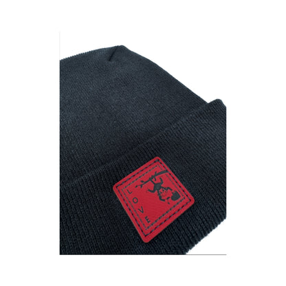 Haakwear Exclusive Love-Inspired Theta-Stitch Beanie – Limited Edition  Black Hat with Love Monkey