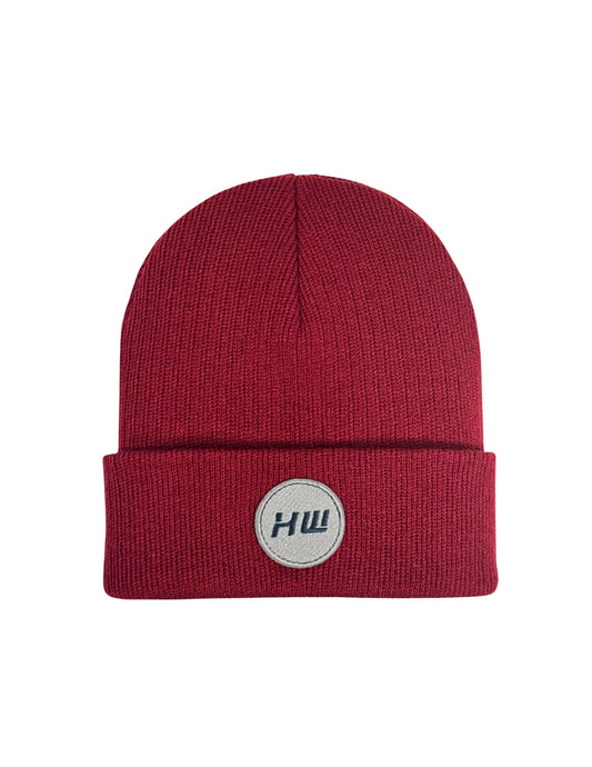 HAAKWEAR Cuffed Wide Ribbed Striped Beanie / Hat, Limited Edition - Made in USA Burnt Maroon