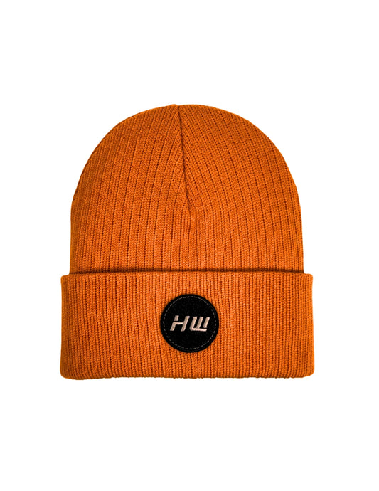 HAAKWEAR Cuffed Wide Ribbed Striped Beanie / Hat, Limited Edition - Made in USA Tiger Orange