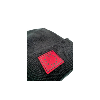 Haakwear Exclusive Love-Inspired Theta-Stitch Beanie – Limited Edition | Black Hat with Heart Clock