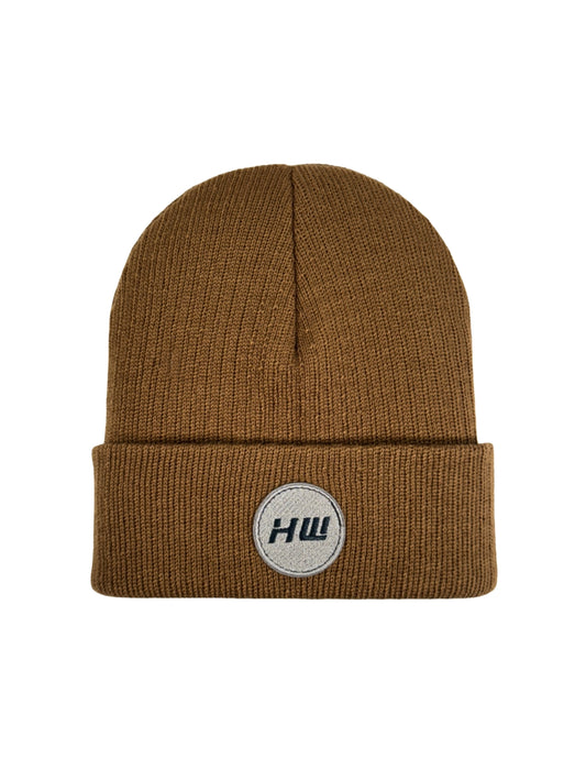 HAAKWEAR Cuffed Wide Ribbed Striped Beanie / Hat, Limited Edition - Made in USA Camel Brown