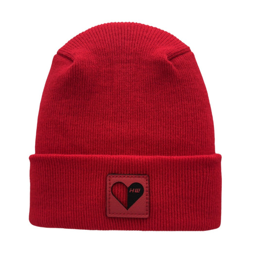 Haakwear Exclusive Love-Inspired Theta-Stitch Beanie – Limited Edition | Scarlet Red with Love Heart