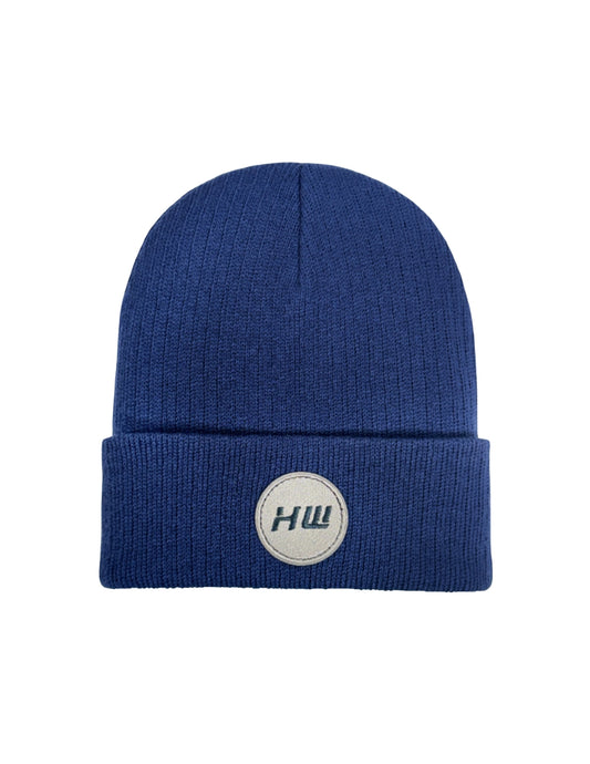 HAAKWEAR Cuffed Wide Ribbed Striped Beanie / Hat, Limited Edition - Made in USA Sapphire Blue