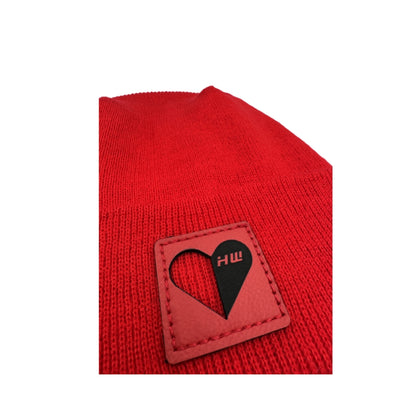 Haakwear Exclusive Love-Inspired Theta-Stitch Beanie – Limited Edition | Scarlet Red with Love Heart