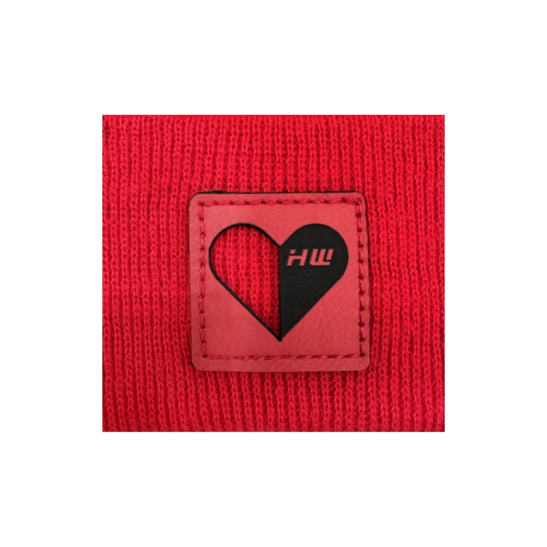 Haakwear Exclusive Love-Inspired Theta-Stitch Beanie – Limited Edition | Scarlet Red with Love Heart