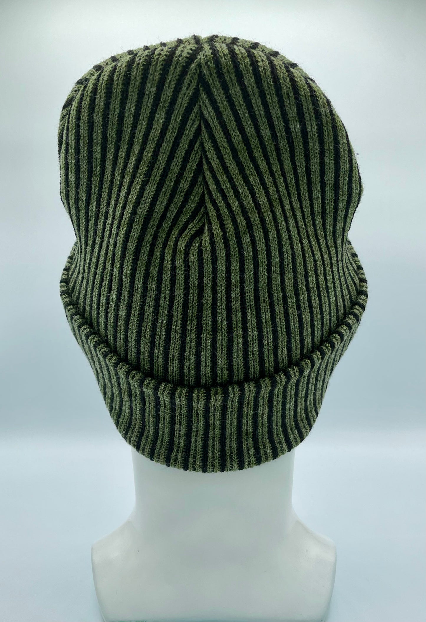 HAAKWEAR Cuffed Wide Ribbed Striped Beanie, Limited Edition, Black/Green, Made in USA