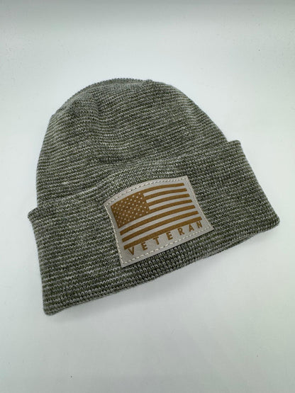 Designed & Made in USA | Veteran Beanie with USA Flag - Patriotic Theta Stitch Fusion Cuffed Knit Hat for Men & Women | Limited Edition