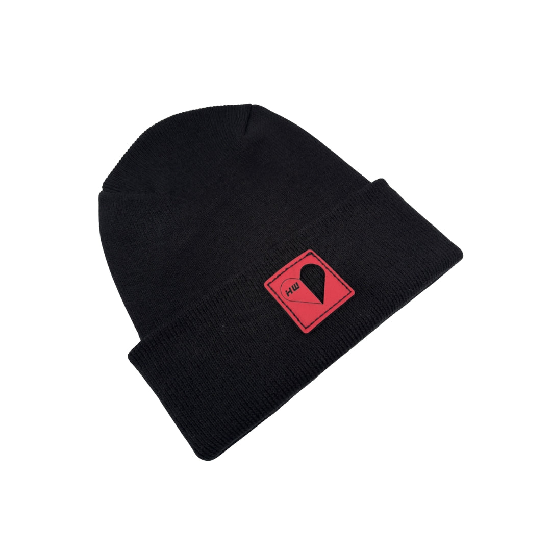 Haakwear Exclusive Love-Inspired Theta-Stitch Beanie – Limited Edition | Black Hat with Love Heart