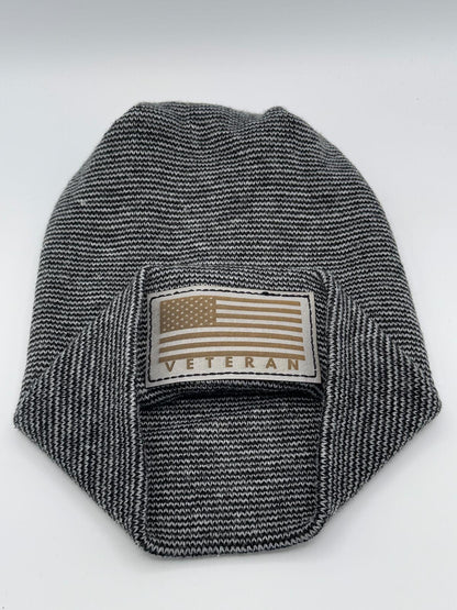 Designed & Made in USA | Veteran Beanie with USA Flag - Patriotic Theta Stitch Fusion Cuffed Knit Hat for Men & Women | Limited Edition