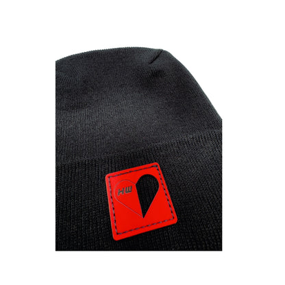 Haakwear Exclusive Love-Inspired Theta-Stitch Beanie – Limited Edition | Black Hat with Love Heart