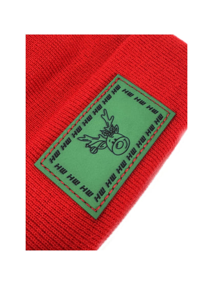 Reindeer Limited Edition, HW Theta-Stitch Beanie - Exclusive Christmas Hat Collection, RED