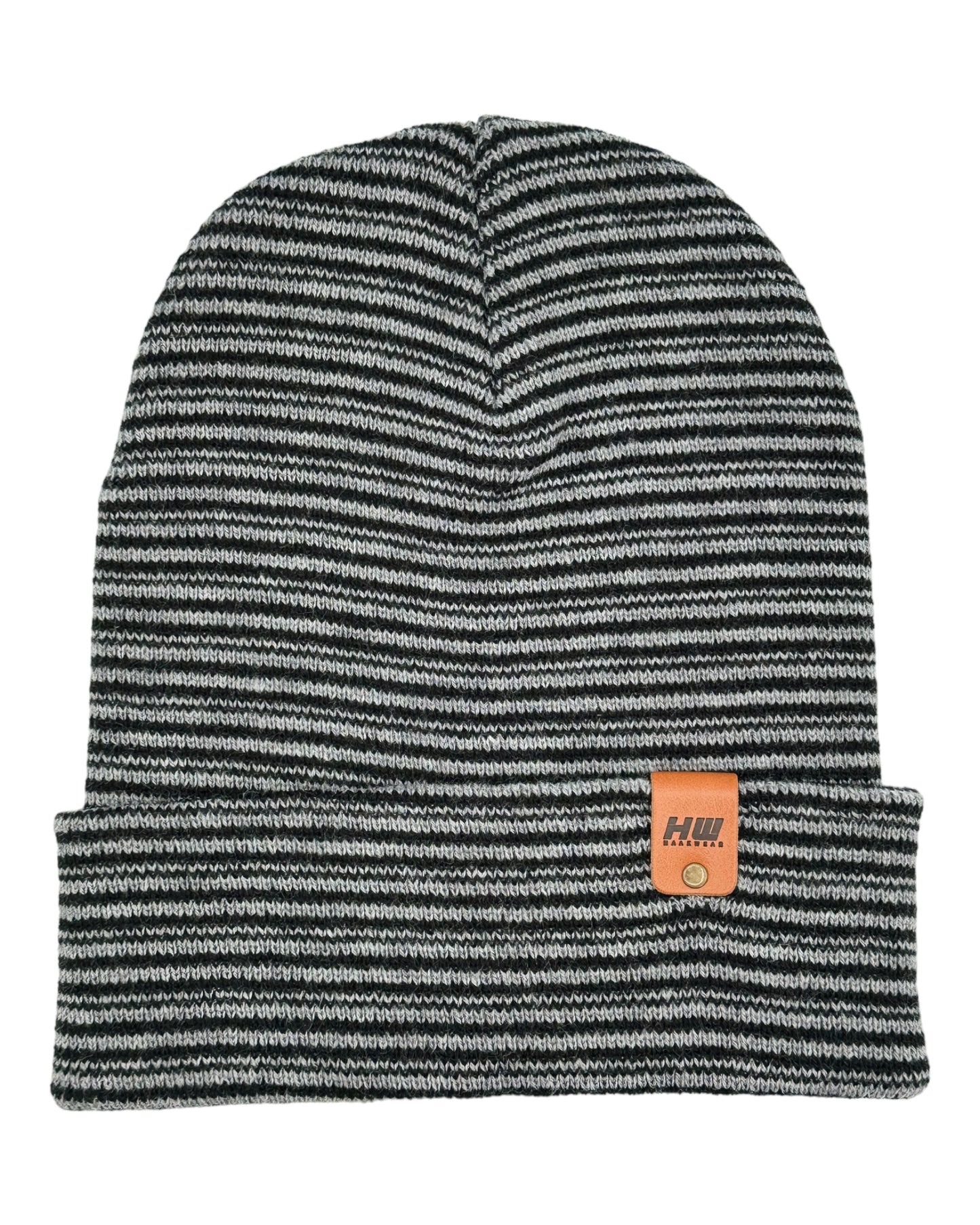 HAAKWEAR Traditional Contrast Cuffed Beanie/ Hat - Black / Gray, Made in USA